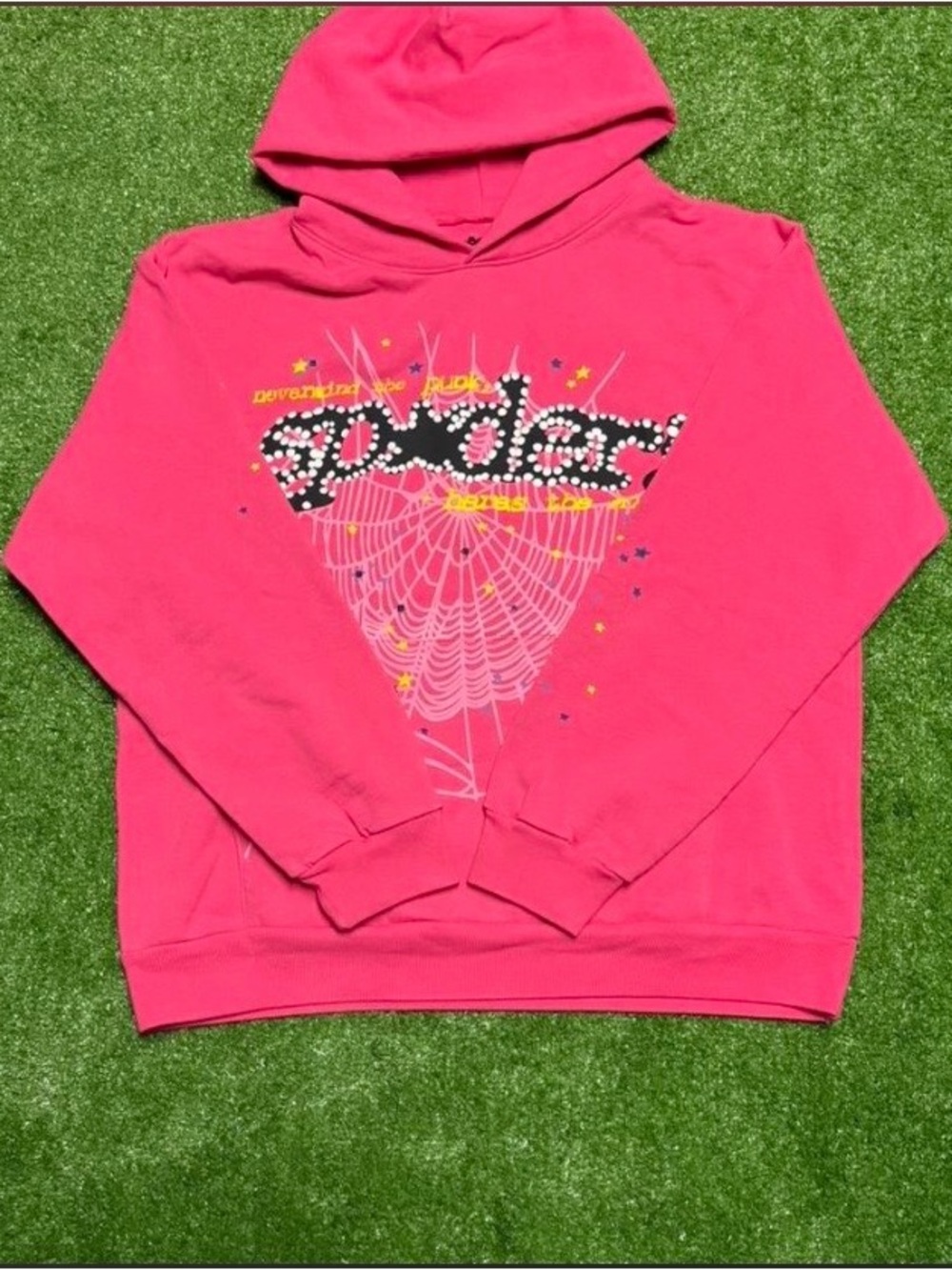 Girls' Hot Pink Graphic Spider Web Pullover Hoodie